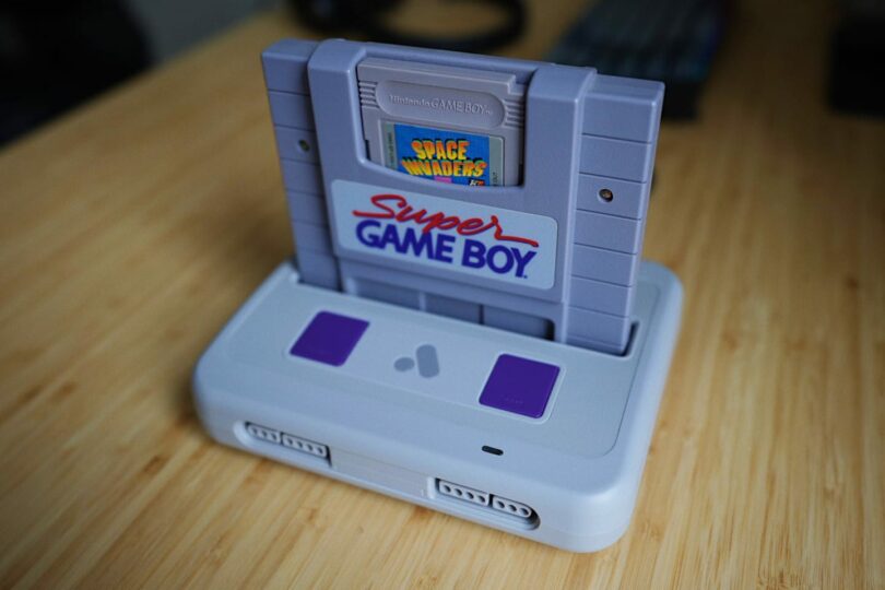 Space Invaders cartridge in a Super Game Boy in the Analogue Super Nt.