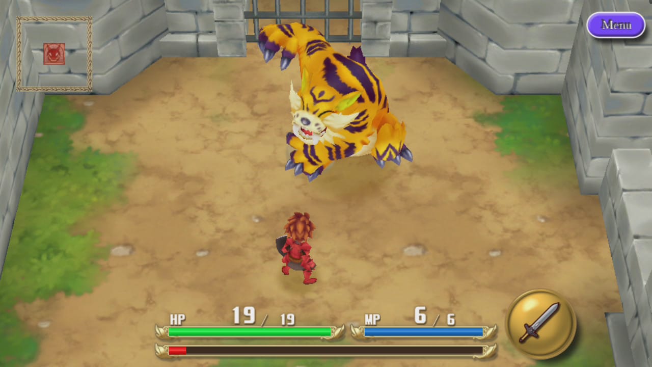 Screenshot of the opening battle in Adventures of Mana on PS Vita.