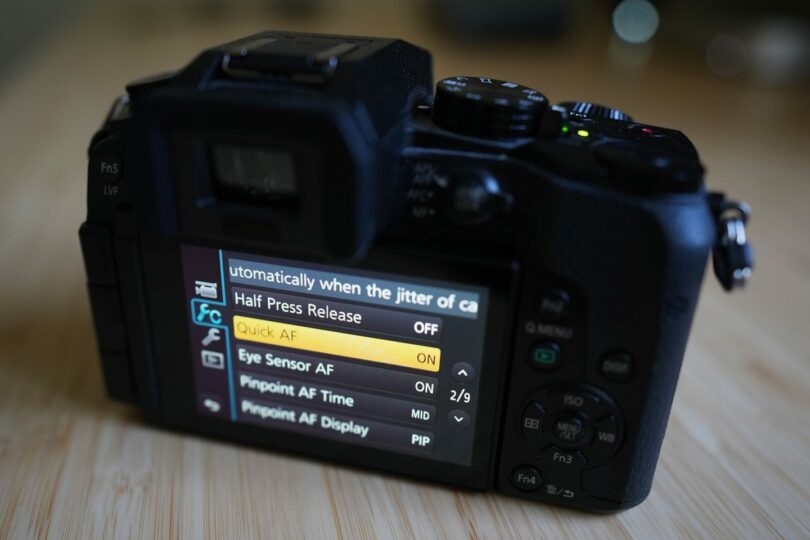 Back of the Panasonic Lumix G7 showing the menu system